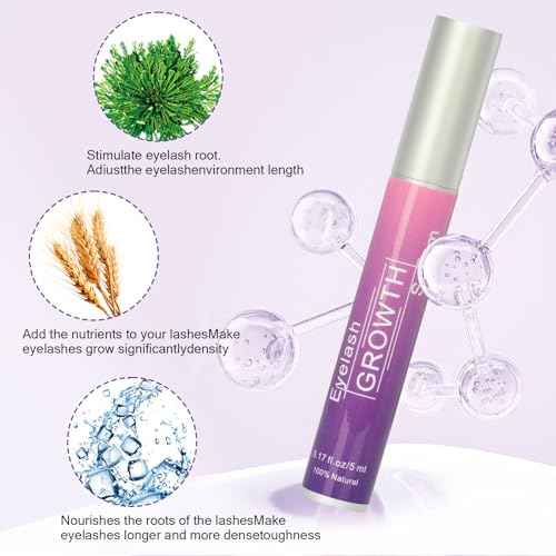 Premium Eyelash Growth Serum, Eyebrow Growth Serum, 18 Plant Extracts for Advanced Lashes Enhancer Longer, Fuller and Thicker, Natural Beauty Enhancement(5ml)