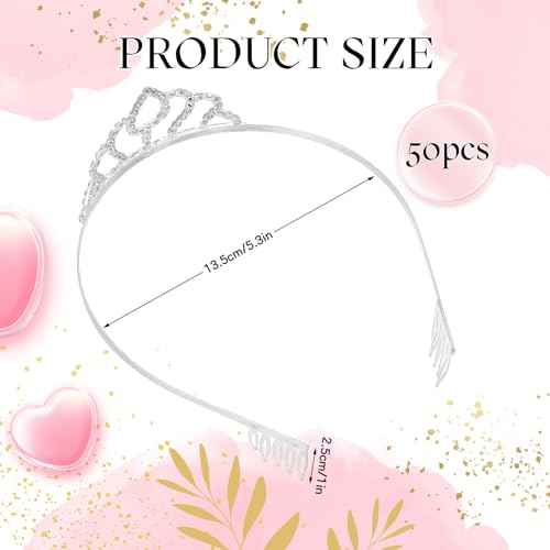 Riceshoot 50 Pcs Tiara Crowns Bulk for Women Crystal Princess Tiara Queen Rhinestone Crown with Comb Silver Bridal Wedding Headband for Women Prom Birthday Party Hair Accessory