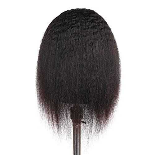 huarisi Kinky Straight Wigs U Part Human Hair Short Yaki Straight Wig for Black Women 9A Brazilian Hair Wigs 150 Density Upart Wig without Lace Easy to Install 14 inch