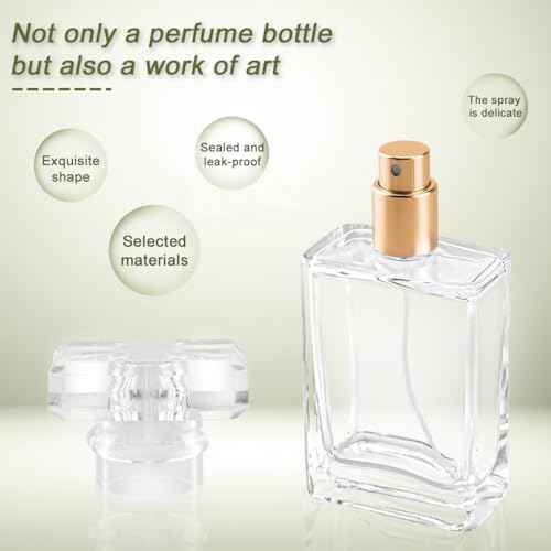 Enenes 8 Pack 30ml/1Oz Refillable Glass Perfume Bottles - Premium Square Gold Atomizer Spray Bottles, Leak-Proof Portable Empty Perfume Containers for Travel, Purse, Gym & Home Office Use