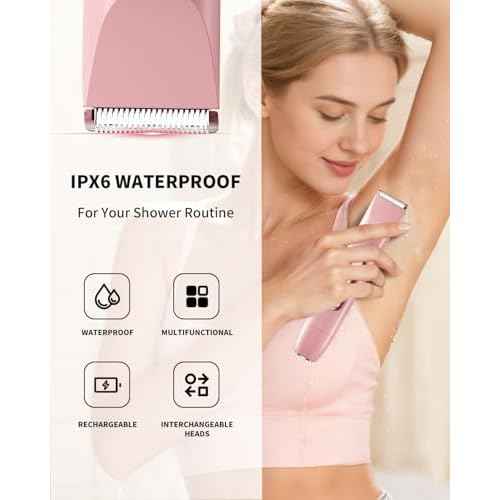 Ufree Bikini Trimmer Electric Razors for Women Dual Head, Pubic Body Hair Trimmer Electric Shaver for Face, Legs, Arm, Rechargeable Lady Shaver Waterproof, Summer Grooming Kit, Gifts for Her