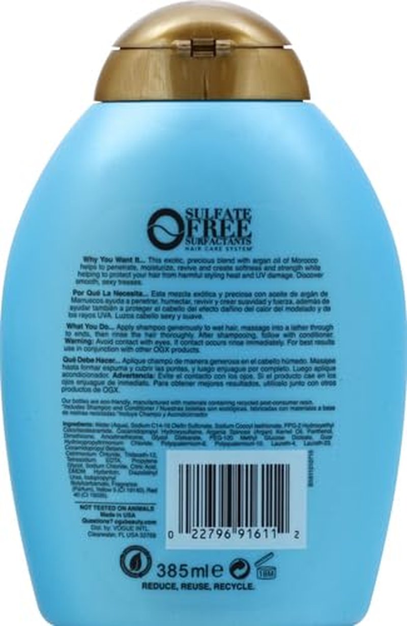 OGX Renewing Argan Oil of Morocco Shampoo - Damage Repairing & Strengthening Formula | Paraben-Free, 13 fl. Oz (Pack of 2)