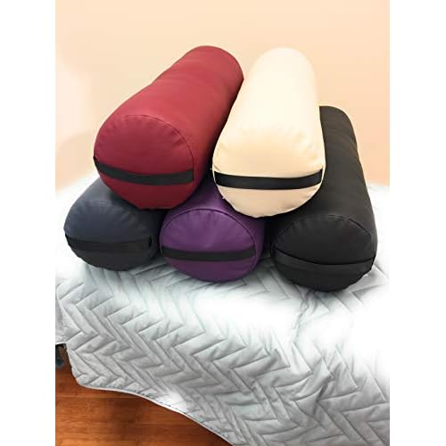 Fluffy Massage Bolster Pillow by NRG - 8"W x 26"L Full Round Massage/Spa Table Bolster with Carrying Strap - Supports Neck, Knees or Ankles - PVC Free Vinyl Upholstery - CFC Free Foam - Color: Agate