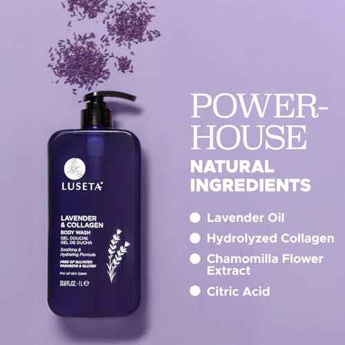 Luseta Lavender & Collagen Body Wash for Women and Men, Moisturizes and Soothes the Skin with Calming Aroma, Enhances Hydration Shower Gel Body Wash, Sulfate & Paraben-Free 33.8oz