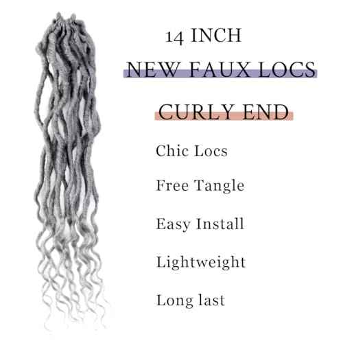 BOHOBABE Faux Locs Crochet Hair 14 Inch, Grey Boho Soft Crochet Locs with Curly Ends, Short Bohemian Goddess Locs Crochet Braids for Black Women (6 Packs, Gray)