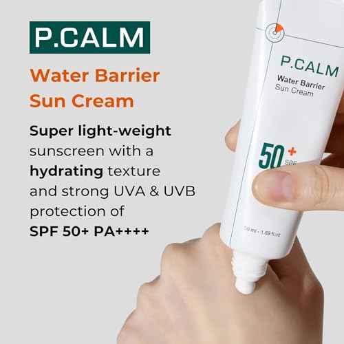 P.CALM Water Barrier Moisturizing Sun Cream Matte-Finish No White Cast SPF 50+ PA++++ Vegan Calming Moisture Daily Sunscreen for Dry Oily Sensitive Skin Korean Skincare