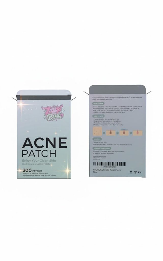 Hydrocolloid Acne Patch - Invisible Pimple Patch for Overnight Spot Treatment, 300 Count. Blemish patch. Skin-friendly adhesive. Patches for cystic acne. Fast healing pimple stickers.