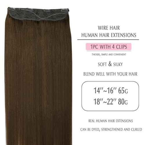 SURNEL Wire Hair Extension Invisible 18 inch Color 4 Medium Brown Secret Fish Line Hair Extensions 80g (#4,18inch)