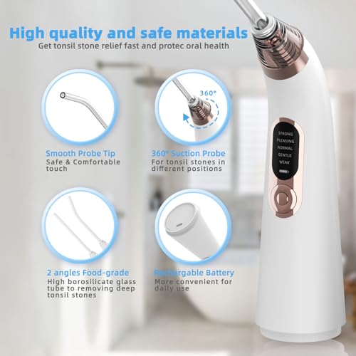 Voraiya Electronic Tonsil Stone Remover Vacuum, 5 Modes Tonsil Stone Cleaner Instant Suction Tool, 10 in 1 Tonsil Stone Removal Kit, Easy to Use, Fight Bad Breath