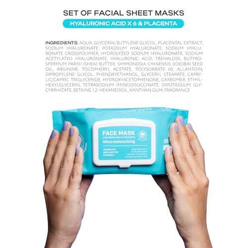 Korean Sheet Masks with Niacinamide & Vitamin C - 30-Pack Premium Face Mask Set - Intensive Hydrating Sheet Mask Collection - Advanced K-Beauty Skincare - Complete Monthly Supply for Daily Face Care