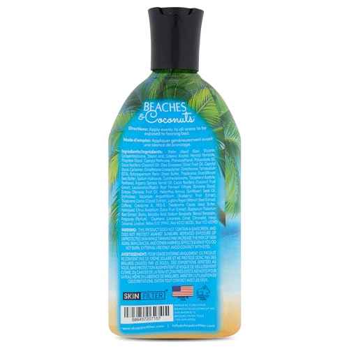 Beaches and Coconuts Tanning Lotion 10,000X Tanning with Anti-Orange Technology and Tattoo Protection Nourishing Ingredients