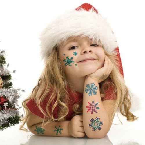 Glitter Snowflake Temporary Tattoos for Kids Party Supplies - 74 Individually Sheets Glitter Winter Snowflake Tattoos for Boys Girls Holiday Party Favors