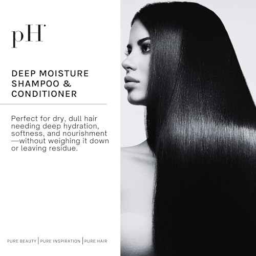 pH PURE HAIR Deep Moisture Shampoo and Conditioner Set - Hydrating and Moisturizing Shampoo and Conditioner - Dry Hair - Enriched with Kokum Nut Butter and Rose Extract (3.38 Oz each)