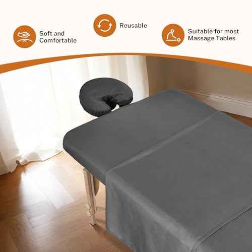 4 Sets Premium Microfiber Massage Table Sheets Set, 3 Piece Set Soft Massage Table Cover, Ultra-Light Massage Sheets Sets Include Flat Sheet, Fitted Sheet, and Fitted Face Rest Cover, Grey