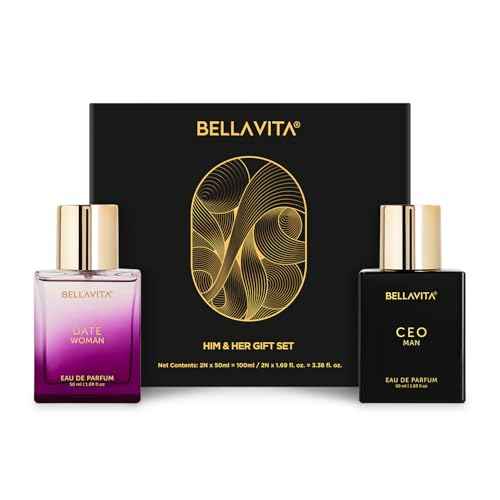 Bella Vita Luxury Ceo Man & Date Woman Liquid Eau De Parfum Perfume Gift Set 2X50Ml For Men And Women With Lemon, Lavender, Pink Pepper|Floral, Fruity, Woody Long Lasting Edp Fragrance Scent