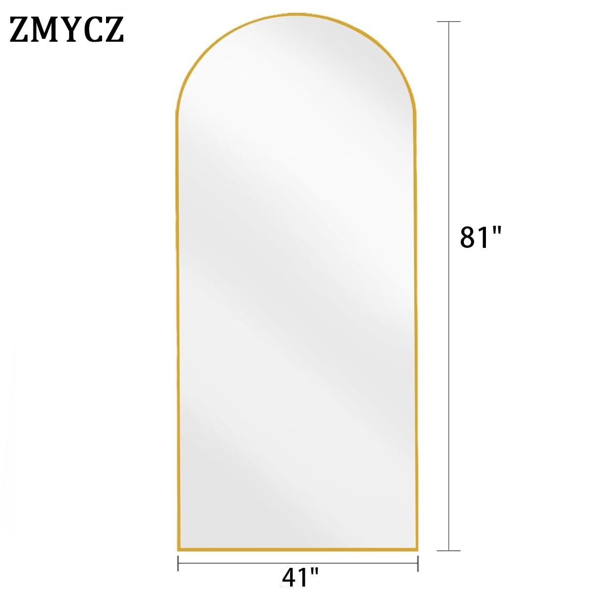 ZMYCZ Floor Length Mirror, 81"x41" Arch Full Length Mirrors Full Length Hanging or Leaning with Stand, Wall Mounted Mirrors, Arched-Top Body Mirror with Aluminum Frame for Bedroom (Gold)