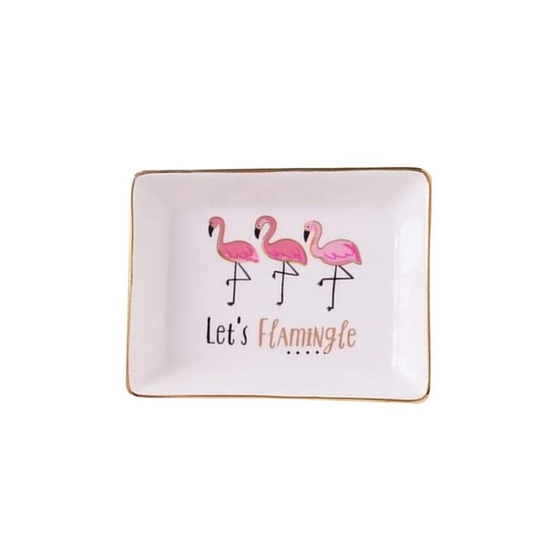 Hemoton Ceramic Jewelry Tray Ring Dish Flamingo Trinket Tray Ceramic Key Tray Jewelry Pallet Decorative Jewelry Plate for Rings Earrings Necklaces Bracelet Watch Keys