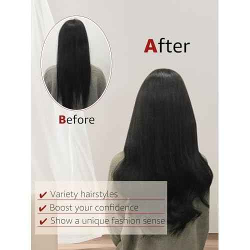 Clip in Hair Extensions Real Human Hair, 20 Inch 120g, #1B Natural Black,Remy Human 6Pcs With 18 Clips Hair Extensions Clip ins for Women, Natural Human Hair(#1B,20'')