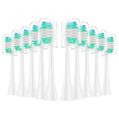 Replacement Toothbrush Heads 10 Pack Compatible with AquaSonic Black Series, Vibe Series Electric Toothbrush, White