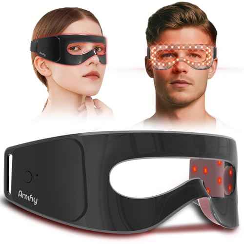 Red Light Therapy for Eyes, 3 Minutes Around-Eyes Red Light Eye Mask, Eye Massager for Reducing Dark Circles and Puffiness, Smoothing Fine Lines for Men Women (Black)