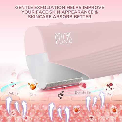 PELCAS Electric Dermaplaning Tool Kit for Women Face with LED Light, Facial Mini Dermaplaning Razor with 6 Blades, 3 Speeds 2 in 1 Facial Peach Fuzz Hair & Exfoliation Removal System at Home BV18-712