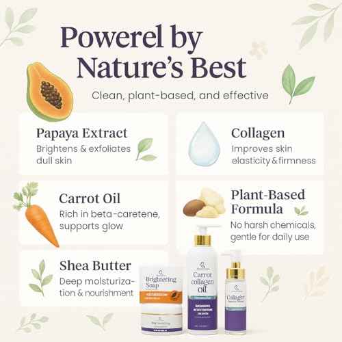 G. Annie Carrot Collagen Set of Oil Face & Body Lotion ? Moisturizer with Natural Oils, Daily Hydration Cream for Glowing Skin, Firming & Even Skin Tone Care, Anti-Aging Formula