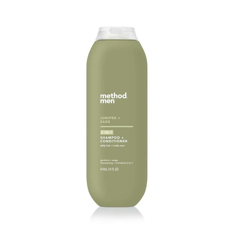 Method Men 2-in-1 Shampoo and Conditioner, Juniper + Sage - Cleans and Conditions with Argan and Jojoba Oil - Made without Parabens - 14 oz