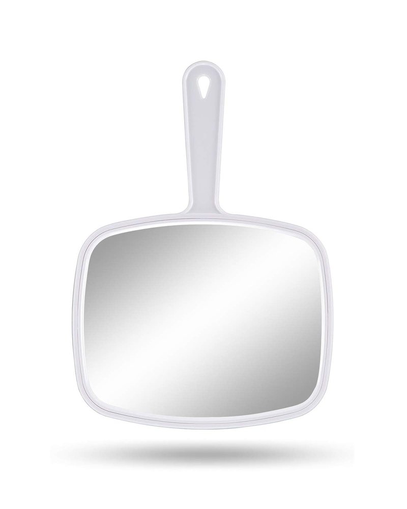 Gladmart Hand Mirror Salon Barber Hairdressing Handheld Mirror with Handle (Square White 7.4 x 10.3 inches)