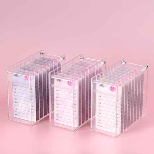 8 Layers Acrylic Eyelash Storage Organizer, Grafting False Eyelashes Display with 8 Pallets, Dustproof Cosmetic Beauty Extension Supplies (White)