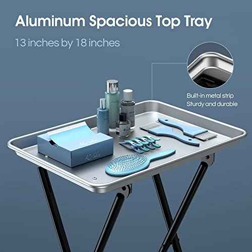 Aluminum Foldaway Folding Service Tray on Wheels