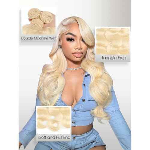 613 Blonde Body Wave Bundles Human Hair 30 Inch 613 Bundle 100% Unprocessed 12A Grade Brazilian Virgin Hair Bundles 1 Single Bundle Human Hair 613 Blonde Bundle