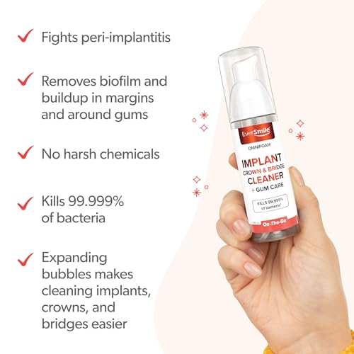 Eversmile OmniFoam Dental Cleaner ? Cleaning Foam for Implants, Crowns, and Bridges ? Pack of 2, 50ml Bottle