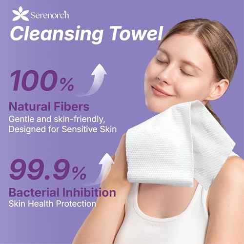 Disposable Face Towels, 10" x 12" Pearl Texture, Lint Free Ultra Thick Face Towelettes for Sensitive Skin, Extra Soft Makeup Remover Skincare Dry Wipes, 50 Count