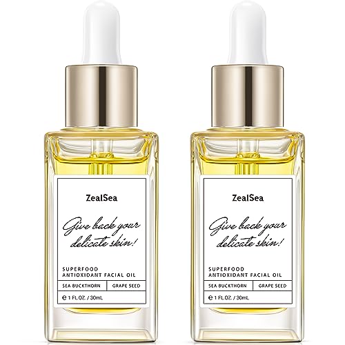 ZealSea Superfood Antioxidant Face Oil: Facial Oil with Antioxidant Rich Plant-Based Oils Hydrating and Smooth Dry Skin Care Gua Sha Massage Skin Therapy Oil for Women Men, 1 Fl Oz (Pack of 2)