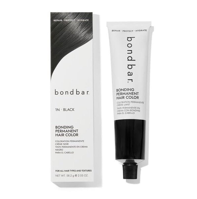 Bondbar 1N Black Permanent Creme Hair Color - Vegan Hair Dye with Built-In Bonding, 2.05 Oz
