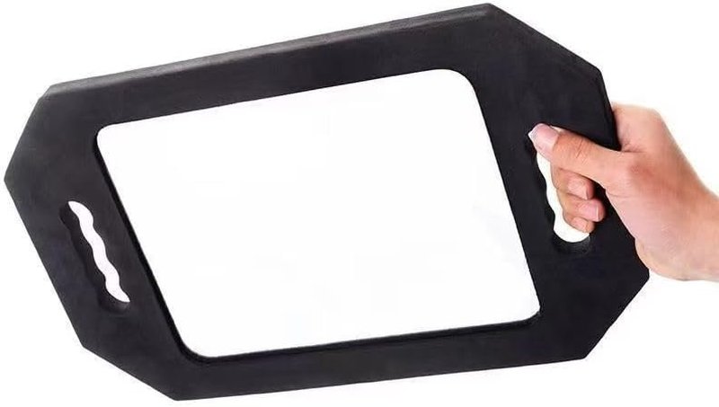 Handle Large Rectangular Hand Held Mirror, Barber Mirror Salon Large Foam Hand Mirror with Double Handle,Square Barbershop Handheld Mirror,Black.