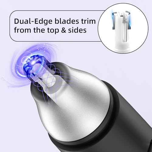 Nose Hair Trimmer Professional Painless Eyebrow Trimmer Powerful Motor and Dual-Edge Blades for Smoother Cutting (Black)