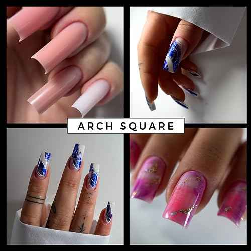 Dual Nail Forms ARCH SQUARE Structure Poly gel Forms Full Cover Molds 12 Sizes for Solid Gel Glue Art Design Salon&DIY