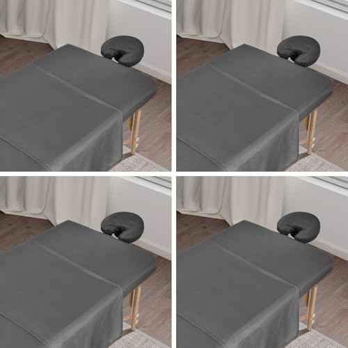 4 Sets Premium Microfiber Massage Table Sheets Set, 3 Piece Set Soft Massage Table Cover, Ultra-Light Massage Sheets Sets Include Flat Sheet, Fitted Sheet, and Fitted Face Rest Cover, Grey