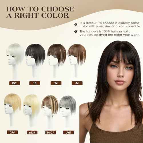12 Inches 100% Human Hair Toppers for Women Pure White Hair Topper, Clip-In Hair Pieces for Thin Hair, Adds Volume,360¡Æ3D Covers Bald Spots£¨12#1001£©