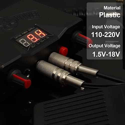 Dual Digital Tattoo Machine Power Supply Kit with Foot Pedal and Clip Cord