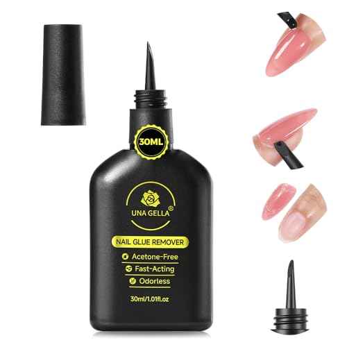 UNA GELLA Inbuilt Crowbar Press On Nail Glue Remover 30ML Acetone-Free Gentle Soak Off Gel Nail Glue Polish Remover for Nail Tip Adhesive Glue Easily Home DIY Not for U V Cured Gel