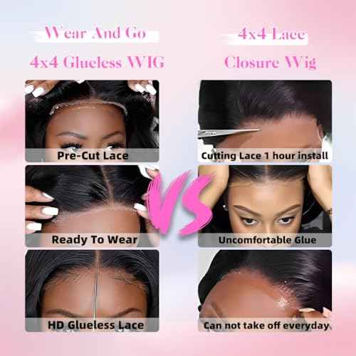 ISWEET HD Glueless Wigs Human Hair Pre Plucked Pre Cut Bob 4x4, 10 Inch #1B Natural Black 210% Density Hairline Curly Bob Wig Human Hair, Wear and Go Deep Wave Lace Front Wigs for Black Women