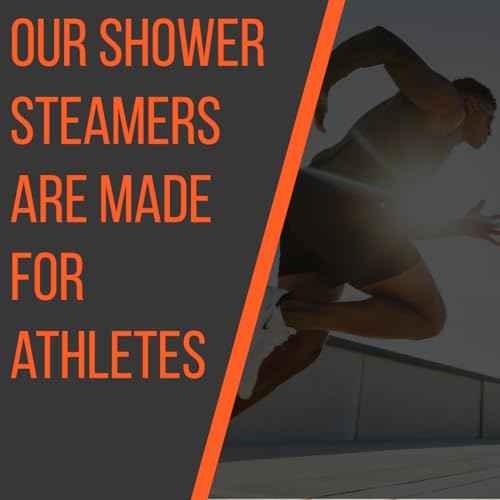 Pure Energizing Sport Shower Steamers - Natural Orange and Tea Tree Essential Oils, Made in USA, Energy Boost for Athletes, Best Relaxing Birthday Gift Set for Stress Relief, Recovery and Self Care