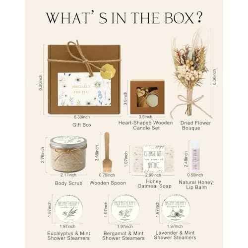 Spa Gifts for Women - Mothers Day Gifts for Mom, Self Care Kit, Birthday Anniversary Care Package Ideas for Wife Girlfriend Her from Daughter Husband Friend, 8PCS Items with Natural Themed