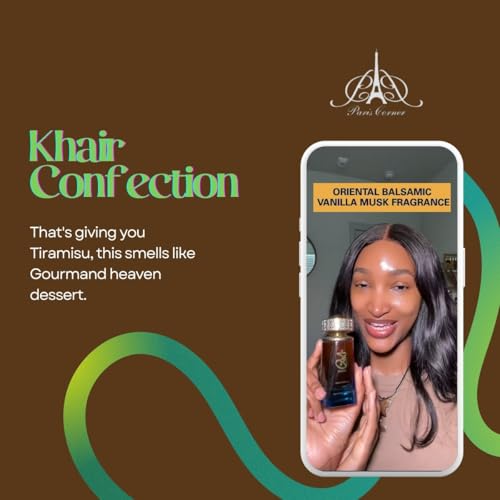 Paris Corner | Khair Confection EDP 3.4 Fl Oz | Sweet Candy Scent Perfume for Men & Women | Indulge in Luscious Pear, Whipped Cream, Jasmine & Vanilla Notes