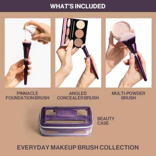 Anisa Beauty Starter Everyday Makeup Brush Set ? 3 Essential Brushes for Foundation, Concealer, and Powder Application ? Soft, Synthetic Fibers for Flawless, Streak-Free Finish