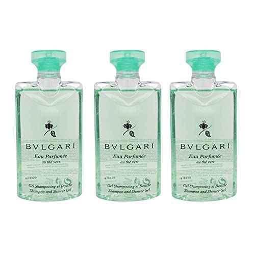 Bvlgari Au The Vert (Green Tea) Shampoo and Shower Gel Set of 3, 2.5 Fluid Ounce Bottles