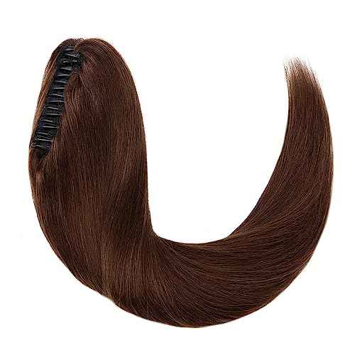 MY-LADY Ponytail Extension Human Hair Claw Clip in Ponytail Hair Extension Straight Pony Tail Hair Extensions Real Human Hair for Women Medium Brown 16 Inch 105g