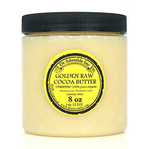 Dr Adorable - 8 oz - Golden Cocoa Butter - Unrefined Pure Natural Organic Raw Prime Pressed